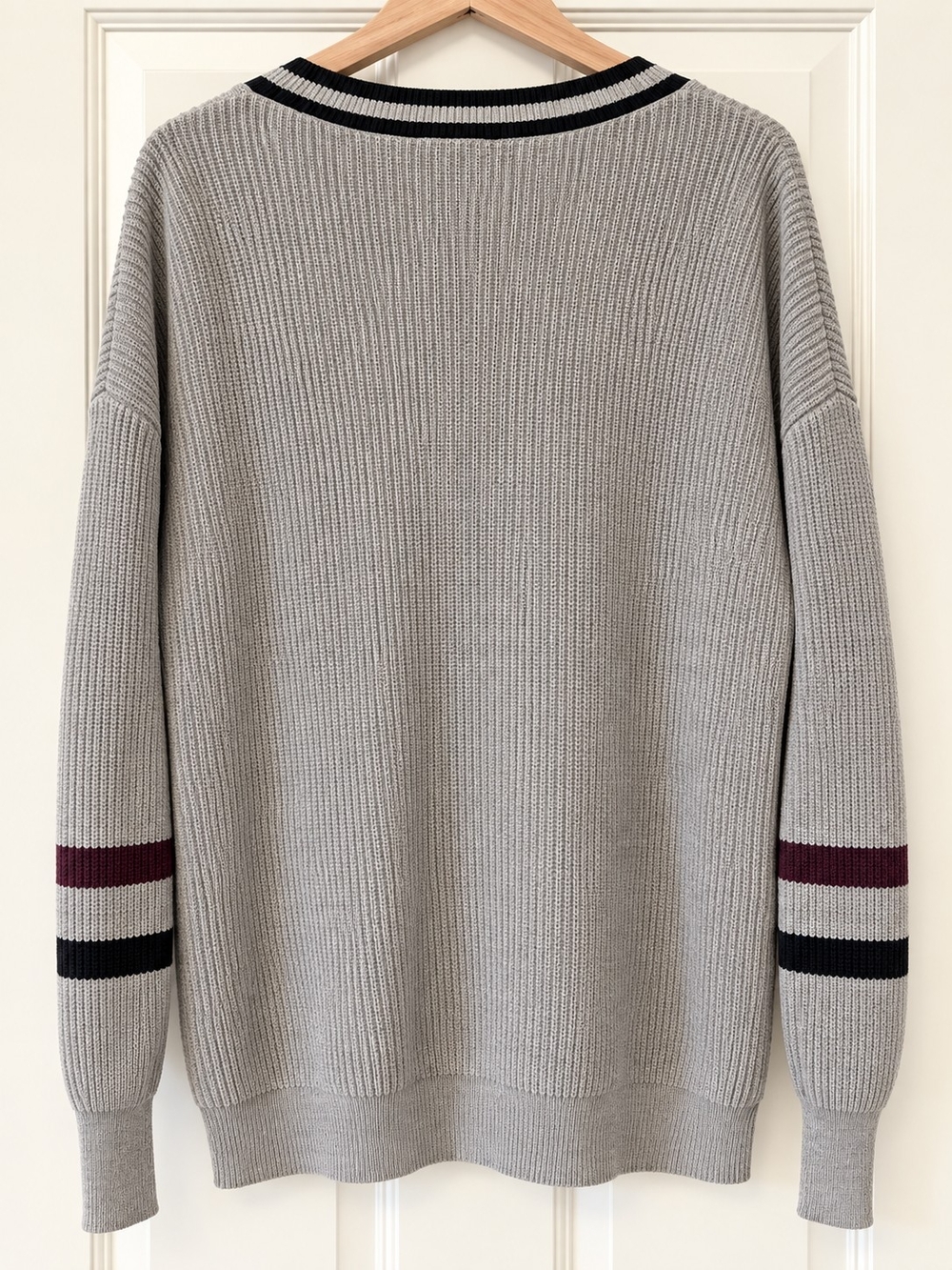Matty M Light Gray Longline Cardigan Collegiate Varsity Workwear - Picture 4 of 5